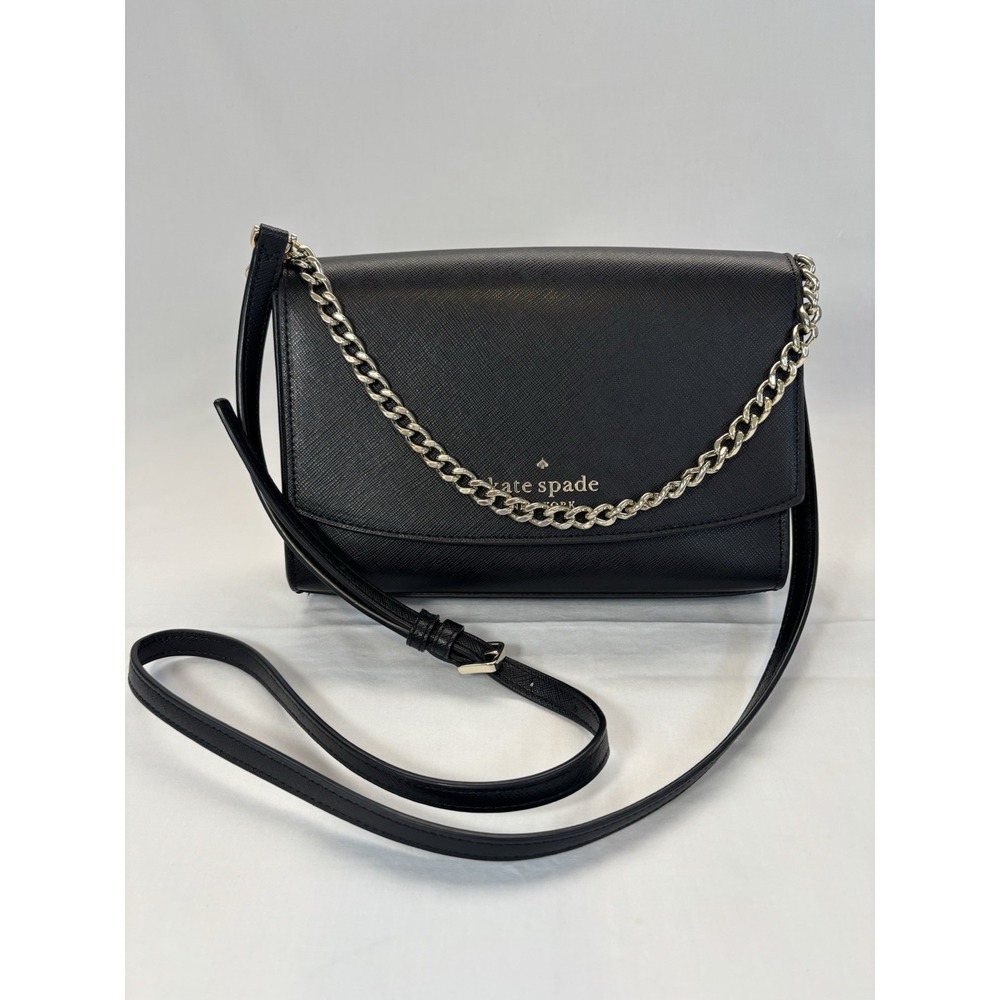Kate Spade Carson Convertible Crossbody Black Handbag W/ Gold Chain Strap